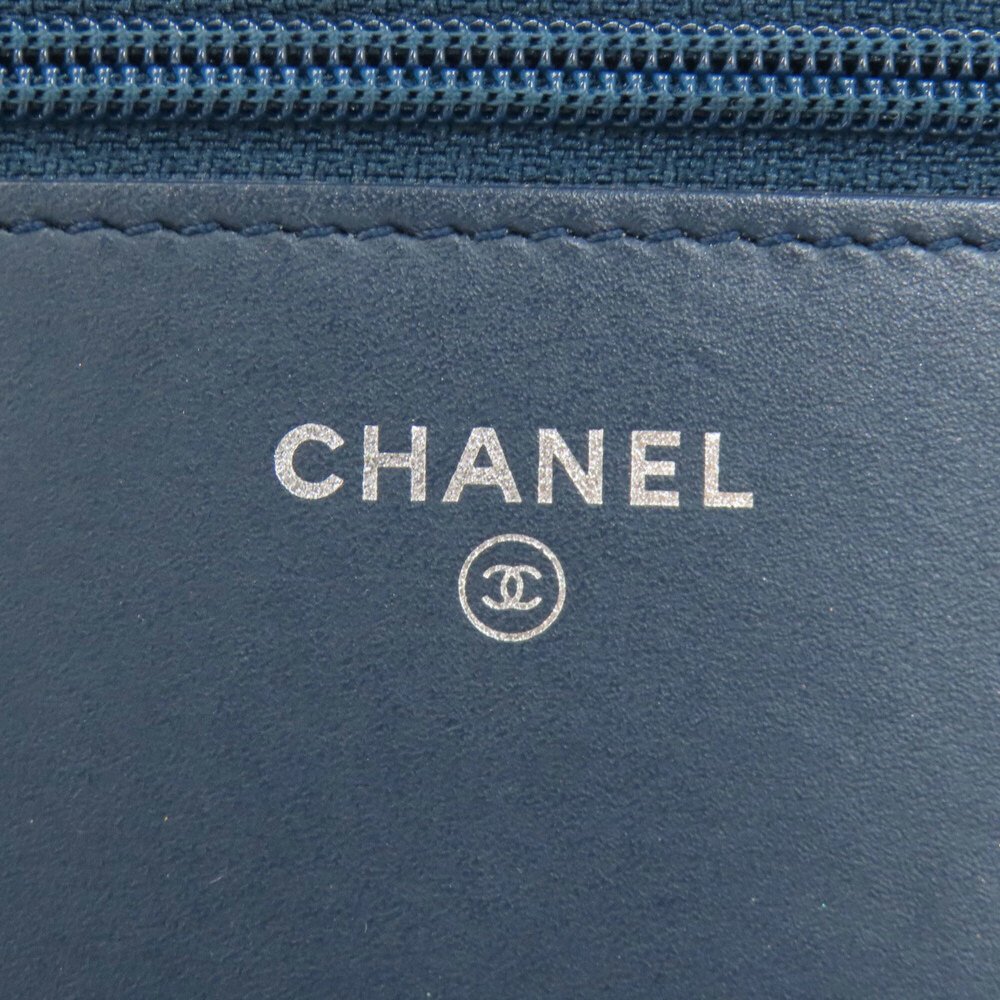 CHANEL Blue Lambskin Leather Logo Wallet - Picture 8 of 16